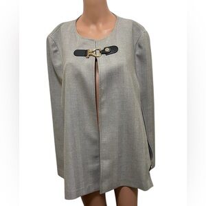 DKNY OPEN FRONT CAPE-SLEEVE JACKET WOMEN FRONT CLASP CLOSURE GRAY COLOR SIZE XXL